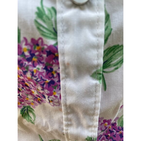 Vintage Models Coat Womens Floral Nightgown Dress M Lilac Print Snap Front MuMu - Picture 2 of 8